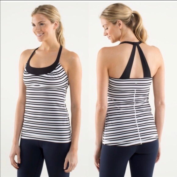 lululemon athletica Tops - 🌺Lululemon black and White striped Tank • EUC🌺